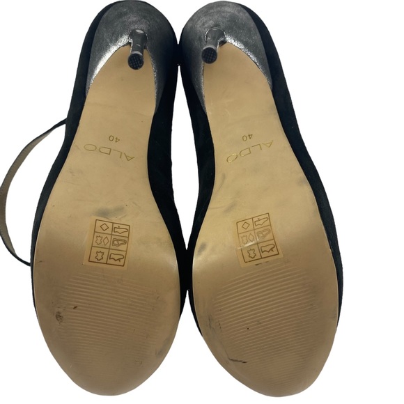 Aldo Suede Black and Pewter Platform Heels Size 40 - Picture 5 of 8